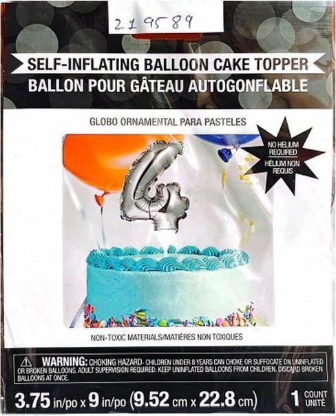 Immagine prodotto Generic Topper per torta con palloncino autogonfiante Numero 4