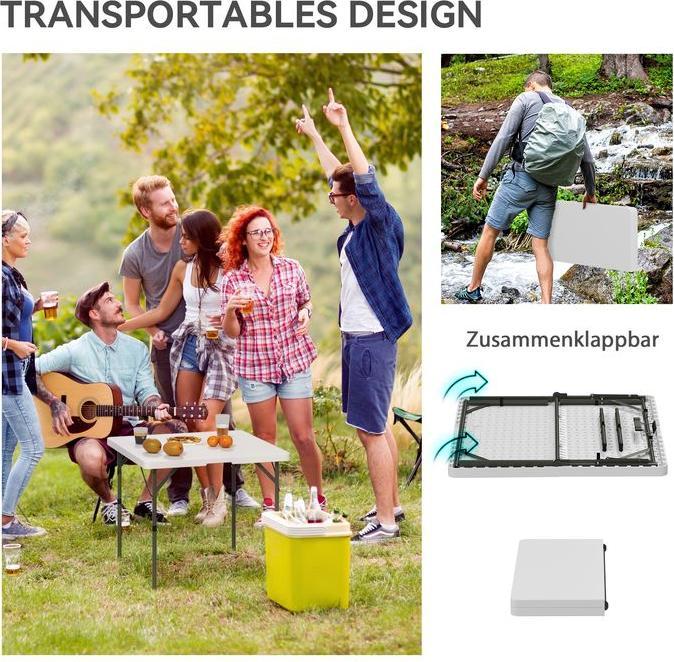 Actual product image Swisshandel24 Picknicktisch, Klappbarer Campingtisch, in zwei Höhen einstellbar, Weiss