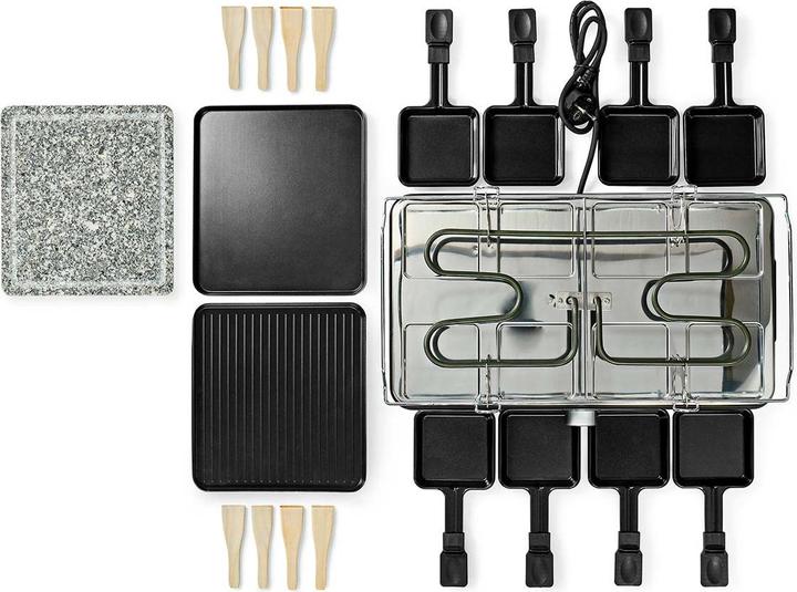 Actual product image Nedis Gourmet/Raclette Grill/Stone 8 Persons Spatula Temperature setting Non stick coating Rectangl