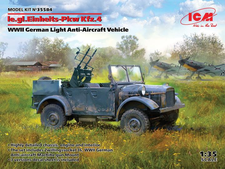 Immagine prodotto ICM le.gl.Einheitz-Pkw Kfz.4, veicolo antiaereo leggero tedesco della seconda guerra mondiale