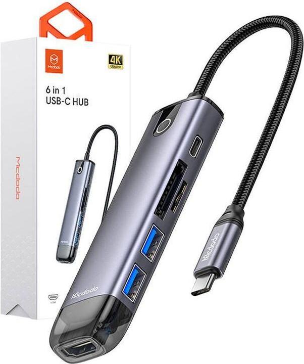 Immagine prodotto Mcdodo HU-7740 Hub USB-C 6w1 (USB-C, HDMI, USB3.0*2, SD, TF) (USB-C, 10 Porti)
