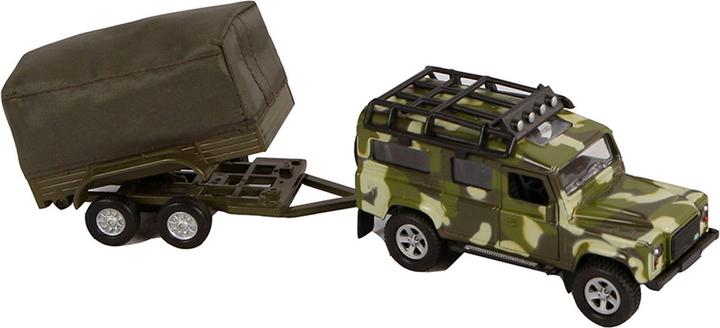 Image du produit Kids Globe Farming Landrover moulé sous pression avec remorque Army
