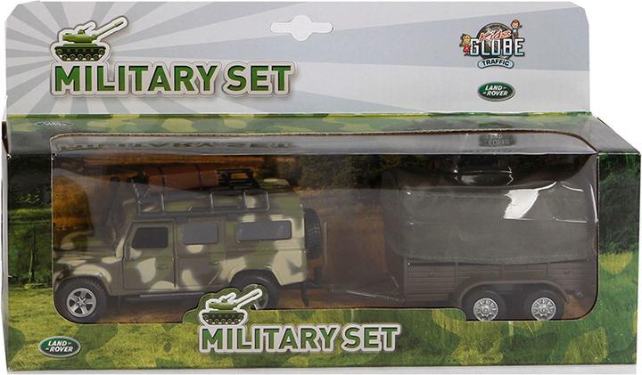 Image du produit Kids Globe Farming Landrover moulé sous pression avec remorque Army