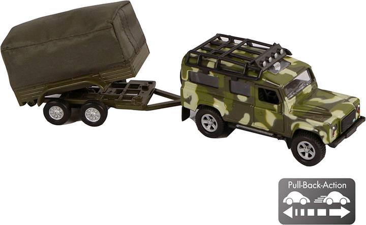 Image du produit Kids Globe Farming Landrover moulé sous pression avec remorque Army