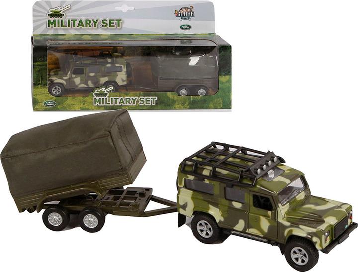 Image du produit Kids Globe Farming Landrover moulé sous pression avec remorque Army