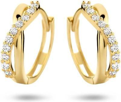 Sparkle14 Klatschen Ohrringe Zirkonia - 12,5 mm - Gold (Gelbgold)