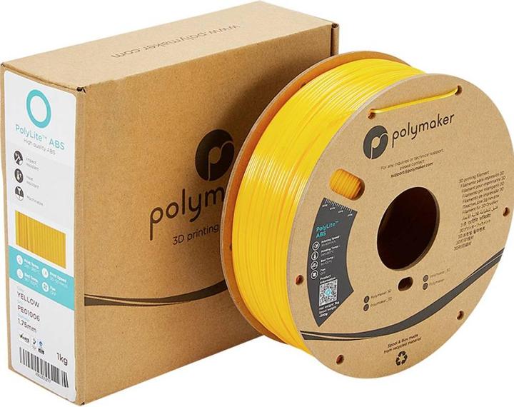 Actual product image Polymaker PE01016 PolyLite Filament ABS low odour 2.85 mm 1000 g Yellow 1 pc. (ABS, 2.85 mm, 1000 g, Yellow)