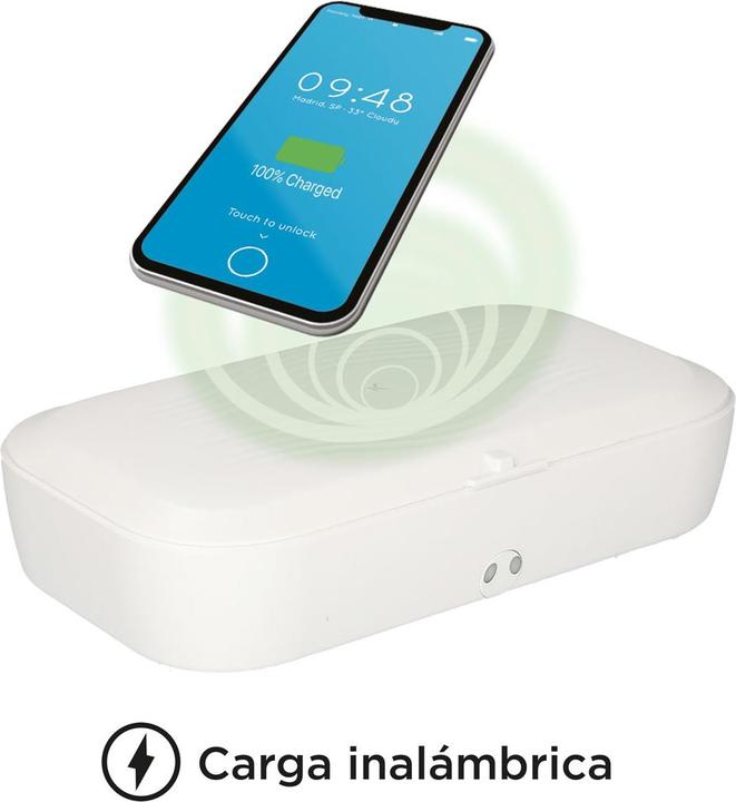 Image du produit KSIX Stérilisateur de boîte à lumière UV avec chargeur sans fil 10W
