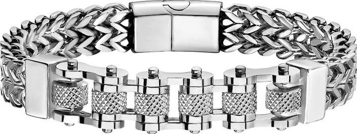 Star Piercing Weizenkette silber zweireihig und mittig Fahrradkette (22 cm, ohne Messing, Chirurgenstahl 316L)