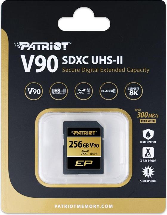 Actual product image Patriot EP SDXC 256 GB Class 10 UHS-II U3 V90 (256 GB, SDXC, U3, UHS-II)