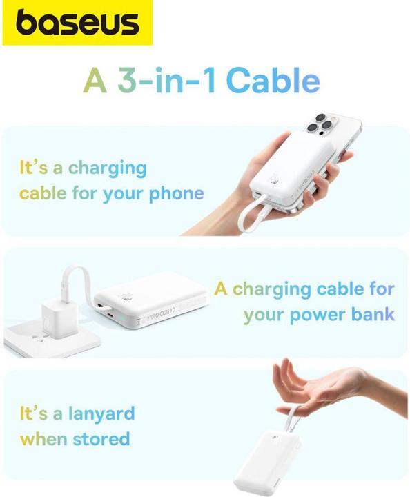 Actual product image Baseus Powerbank Magnetic Mini 10000mAh 20W MagSafe (white) (10000 mAh, 20 W, 20 Wh)
