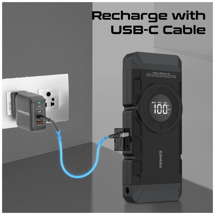 Actual product image ProMate PatrolPack-2 high-performance car jump starter (2000 A, 12000 mAh)