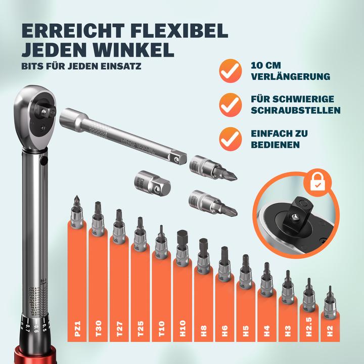 Produktbild Monzana Drehmomentschlüssel Set (1/4", 1 Nm, 25 Nm)
