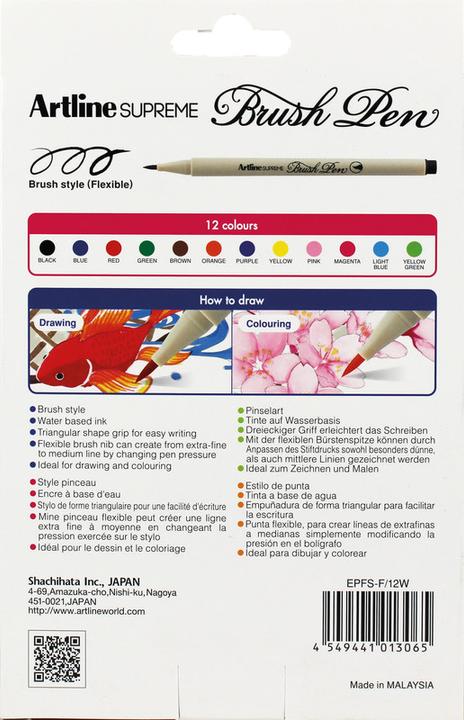 Actual product image Artline Brush Pen Supreme (Sorted, 12 x)