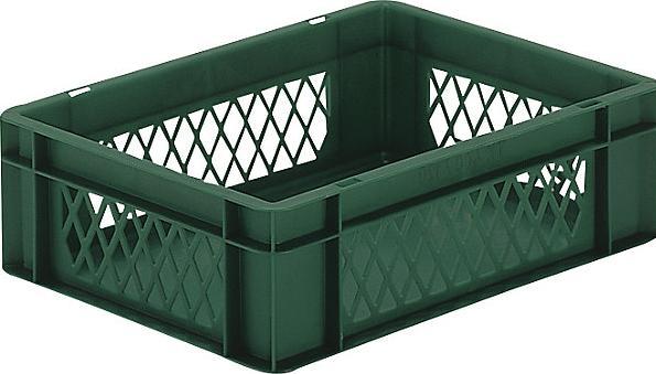 Actual product image kaiserkraft Euro format stacking container, walls perforated, bottom closed