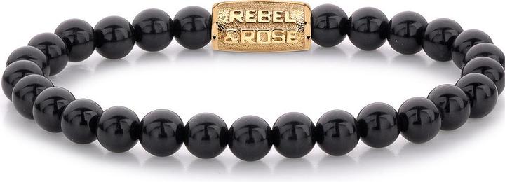 Produktbild Rebel & Rose Armband Black Velvet RR-60100-G-S Damen (16.50 cm, Onyx, Acero inoxidable)