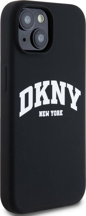 Image du produit DKNY DKHMP15SSNYACH iPhone 15 / 14 / 13 6.1" czarny/black étui rigide silicone liquide blanc Log imprimé (Apple iPhone 15)