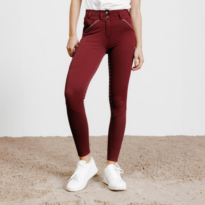 Actual product image Fouganza Ladies riding breeches Full Grip - 900 bordeaux (L)