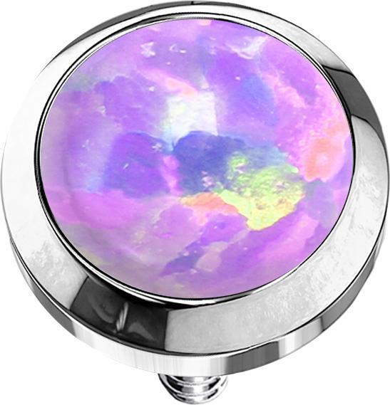 Image du produit Star Piercing Dermal Anchor argenté avec opale violette (Acier chirurgical 316L)
