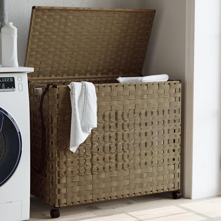 Image du produit VidaXL Panier à linge à roulettes 66x35x60 cm rotin,Matériau : rotin