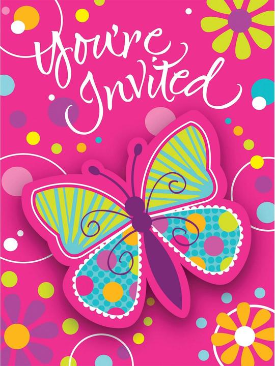 Image du produit Creative Party Invitations papillon (paquet de 8) (8 pcs)