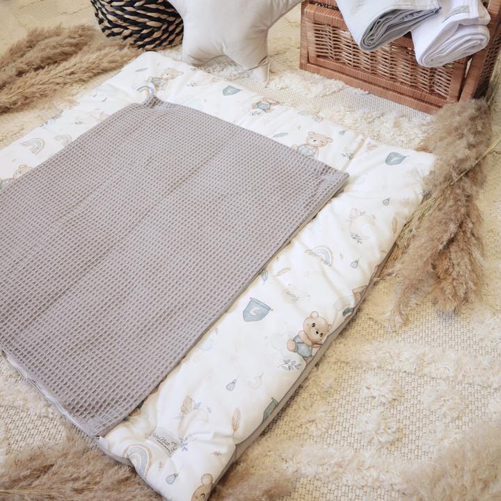 Actual product image Baby-Nest Changing mat Waffle Including removable waterproof pad |Teddy Bears (80 x 75 cm)