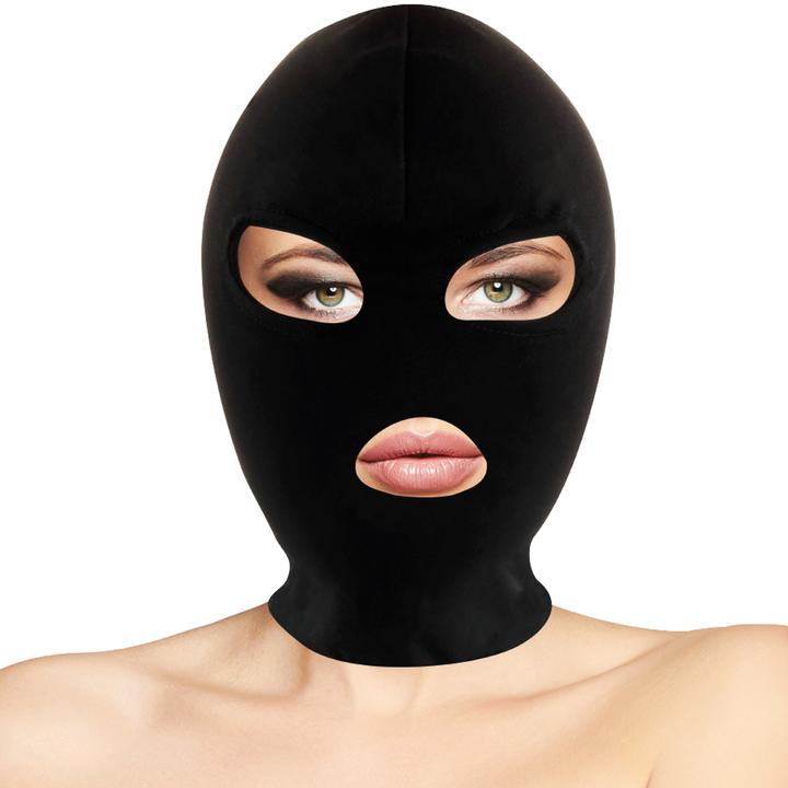 Actual product image Darkness Black Balaclava" head mask with eye and mouth opening