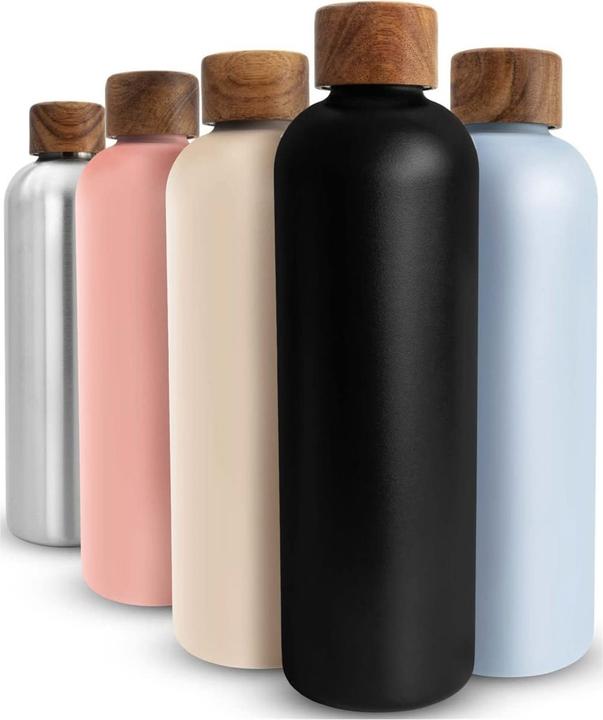 Actual product image T&N Stainless steel water bottle (Wood Edition, Nude, 1l) (1 l)