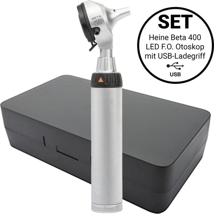 Immagine prodotto Heine Beta 400 LED F.O. Otoskop-Set (B-143.28.388) - mit USB Ladegriff