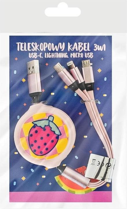 Image du produit Schlüsselanhänger mit Ladekabel, rosa 3in1