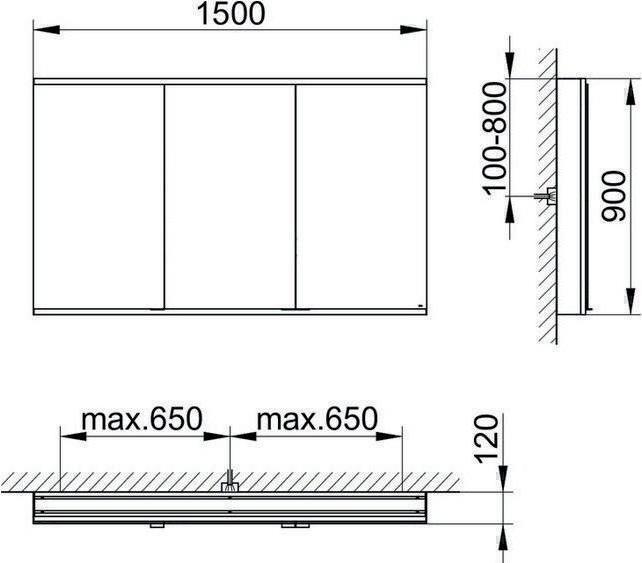 Image du produit Keuco Armoire de toilette ROYAL MODULAR 2.0 largeur 1500mm hauteur 900mm profondeur 120mm