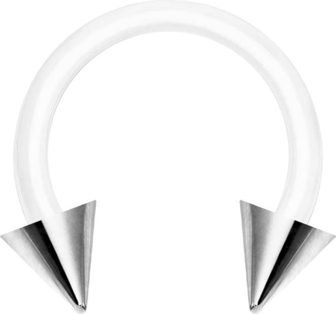Star Piercing Micro Circular Barbell weiss mit zwei Cones silber (Bioflex, Chirurgenstahl 316L, ohne Messing)