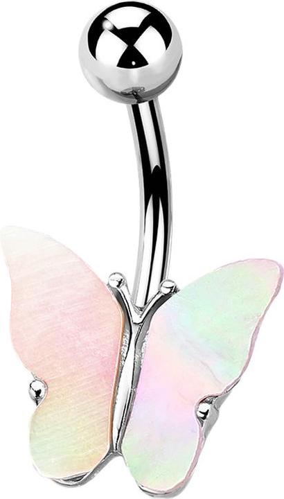Star Piercing Banane silber Abalone Schmetterling hell (Chirurgenstahl 316L, Messing)