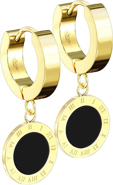 Image du produit Star Piercing Boucles d'oreilles à clapet doré pendentif rond Chiffre romain (sans laiton, Acier chirurgical 316L)