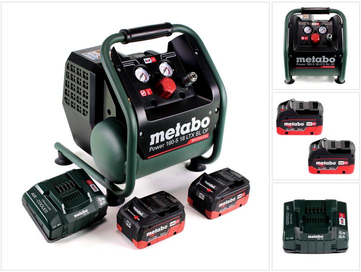 Produktbild Metabo Power 160-5 18 LTX BL OF Akku Kompressor 18 V 8,0 bar Brushless + 2x LiHD Akkupack 8,0 Ah + (5 l)