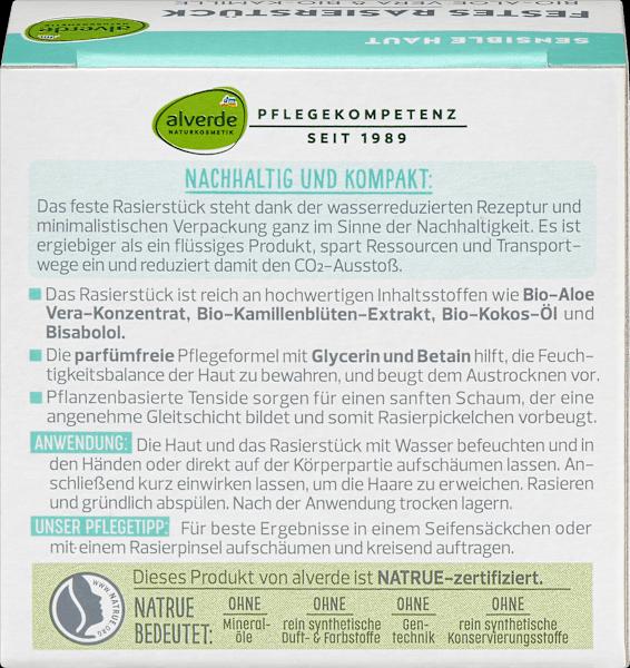 Energie-Label dm alverde Fester Bio-Aloe Vera, Bio-Kamille (50 ml, Rasierschaum)