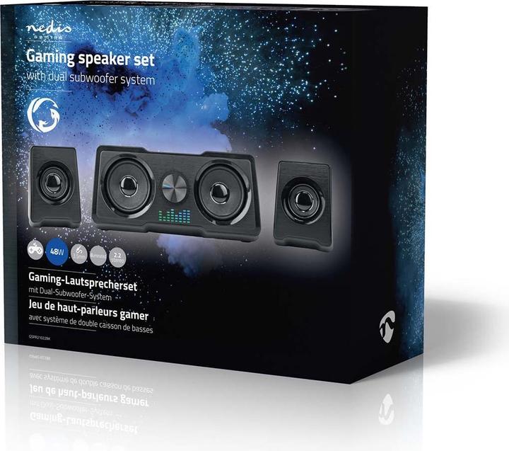 Actual product image Nedis Gaming Speaker | Speaker Channels: 2.2 | Power Supply via USB | 3.5 mm Plug | 48