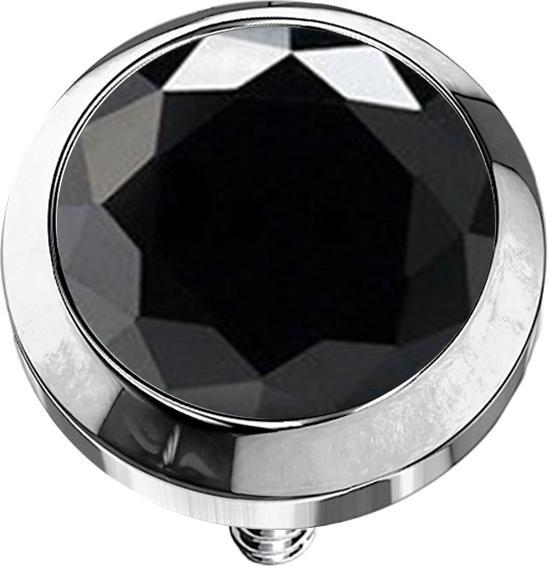 Produktbild Star Piercing Dermal Anchor silber mit Kristall schwarz (ohne Messing, Titan G23)