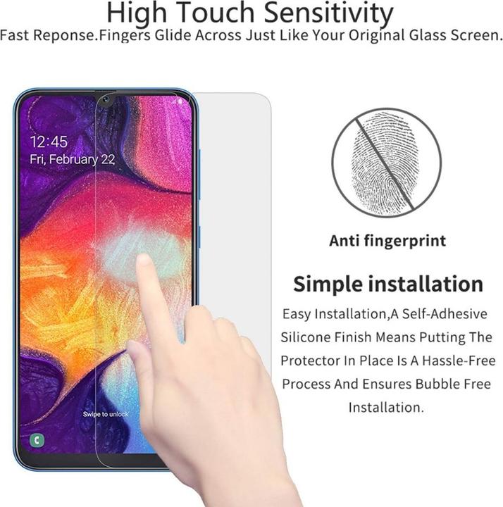 Actual product image Screenguard Samsung Galaxy A50 bulletproof glass protective film Case Friendly Design (1 Piece, Samsung Galaxy A50)