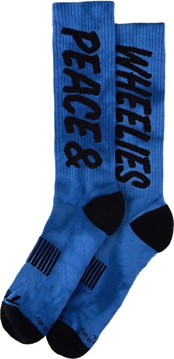 Actual product image Troy Lee Designs Mens Performance Socks, Peace & Wheelies, cobalt, S/M (S/M)