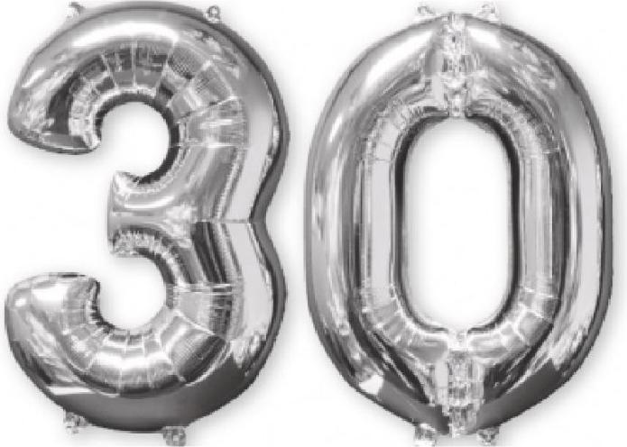 Produktbild Amscan Folienballon Bouquet Zahlenballons 30 Silber- 66cm leer (3 x)