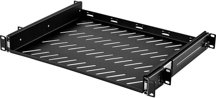 Actual product image Renkforce 48.3 cm (19"³) equipment shelf with ventilation slots, Extendable: 350 - 550 mm, 1 U
