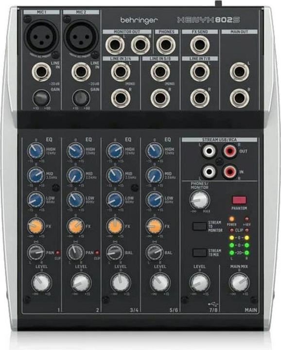 Behringer 802S - 8-kanałowy kompaktowy mikser analogowy z interfejsem USB zaprojektowany specjalnie (Studio et mixeur live)