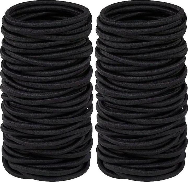 Actual product image ASMI 50 Stück elastische Haargummis Schwarz (Hair tie)