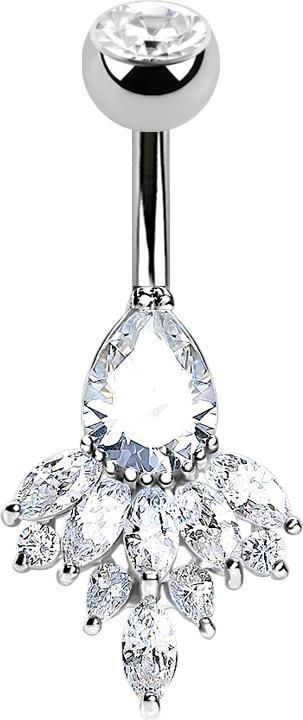 Actual product image Star Piercing Banana silver with ball crystal silver drops and feathers (Brass, Surgical steel 316L)