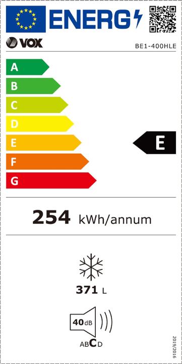 Etichetta energetica Vox BE1-400HLE (Struttura autonoma, 371 l)