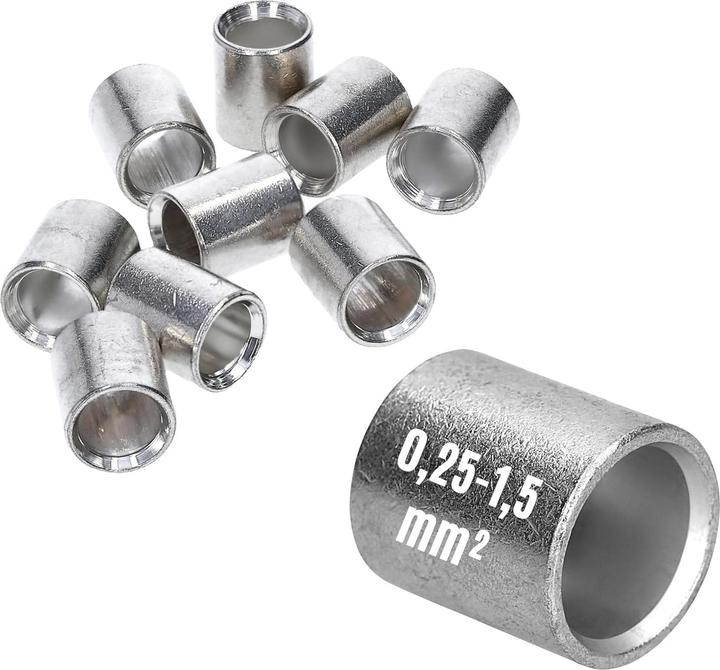 Produktbild Kalitec 10 Stück L03-P Parallelverbinder 0,25-1,5mm² I Verbinder unisoliert I Quetschverbinder blank