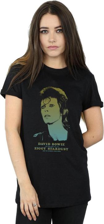 Actual product image David Bowie Womens/Ladies Ziggy Gradient Cotton Boyfriend T-Shirt (L)