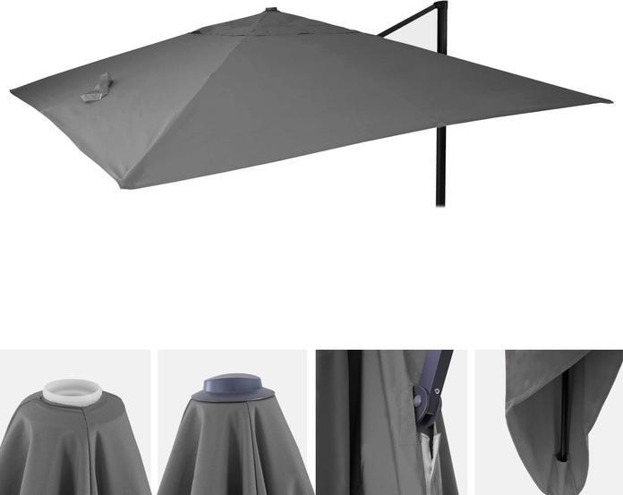 Produktbild Swisshandel24 Bezug für Luxus-Ampelschirm, Sonnenschirmbezug Ersatzbezug, 3,5x3,5m (Ø4,95m) Polyester 4kg - anthra (3.50 m)