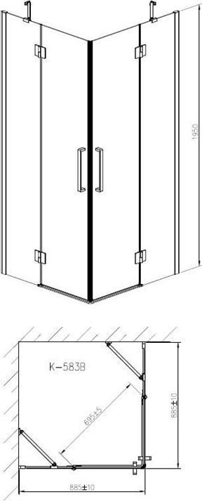 Actual product image Masterjero SHOWER ENCLOSURE 90X90X195CM 6MM BLACK